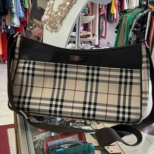Burberry Beige and Black Checkered Bag